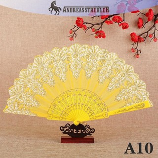Onetimingfine Vintage Ren Gấp Quạt Khiêu Vũ Cầm Tay Quạt Khiêu Vũ Trung Quốc Đạo Cụ Ảnh Tiệc Cưới Trang Trí Trang Trí Thủ Công Quà Tặng VN