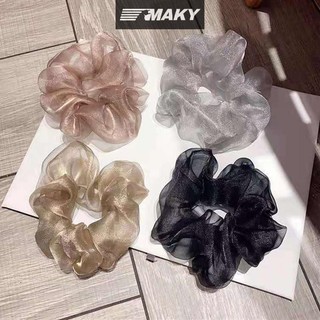 Newwellknownepic Lưới phản quang Quá khổ Scrunchies Dây buộc tóc cao su lớn Đàn hồi trơn VN