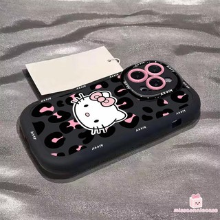 Ốp Lưng Cho Iphone 7Plus 15 14 11 16 13 12 Pro Max 15 14 7 16 8 Plus XS XR X Max Sweet Cool Leopard In Hình Dễ Thương Hello Kitty Cream Puff Soft Cover