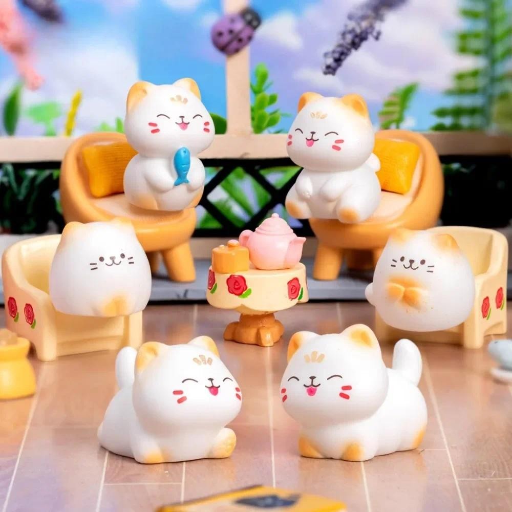 Mini 8 Chiếc Mèo Nhựa Đồ Trang Trí Hình Ô Tô Bảng Điều Khiển Trung Tâm Màn Hình Hiển Thị DIY Trang Trí Thủ Công Đồ Trang Trí