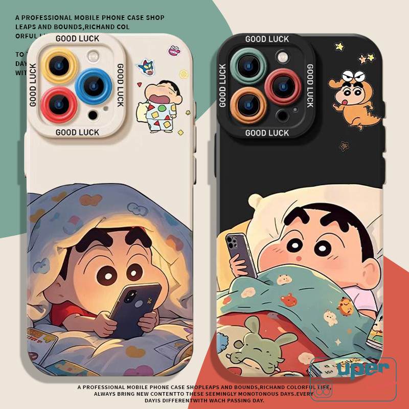 Ốp Lưng Cho OPPO A78 A18 A60 A5 Pro A3X A7 A15 A53 A16 A77 A3s A58 A12 A58 A55 A17 A57 A36 A17K A1K A31 A52 A96 A36 A72 A54 A74 Cặp Đôi Hoạt Hình Dễ Thương Crayon Shin-Chan Ngủ Mềm Mại