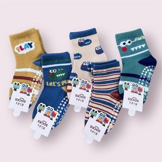 B30 (1-9tuổi) Sét 5 đôi tất chống trơn cổ cao hình cá sấu xanh  PLay size cho bé 1-9tuổi