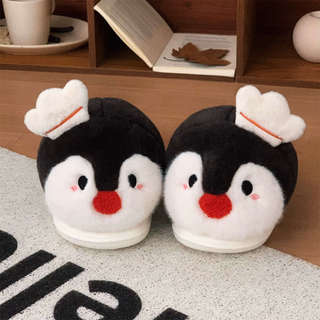 XIXITIAO Dép Cotton Giữ Ấm Nam Nữ Phong Cách Mới Cặp Đôi Mùa Đông Chim Cánh Cụt Dễ Thương Phòng Ngủ Nhà