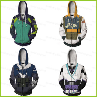 Áo khoác unisex có dây kéo 3D, phù hợp cosplay Valorant và mặc thường ngày - Phù hợp nhiều kích cỡ