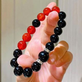 [N1097] Vòng Tay Ngọc Trai Đá Nhân Tạo Mix Đỏ Đen, Sang Trọng, Móc Cài Chắc Chắn, Phù Hợp Cho Nữ - DAISYN.