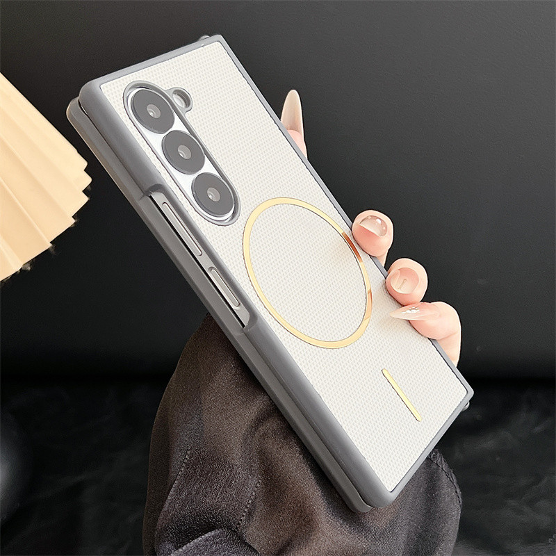 Ốp da từ tính lưới kim cương siêu mỏng cho Samsung Z Fold 7/6/5/4/3 Vỏ bảo vệ chống sốc