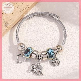 Vòng tay nữ cổ voi hình trái tim quyến rũ với hạt thủy tinh, dễ điều chỉnh - DIY trang sức đẹp mắt