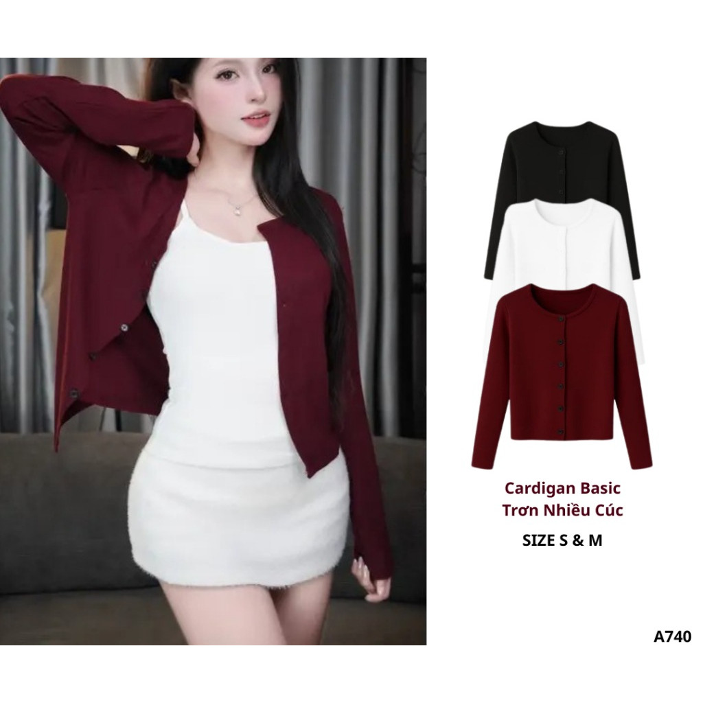[MỞ BÁN] Áo Khoác Cardigan Nữ Dáng Dài Có Cúc Basic Thanh Lịch_A740
