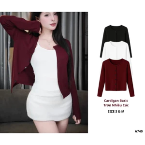 Áo Khoác Cardigan Nữ Dáng Dài Có Cúc Basic Thanh Lịch_A740