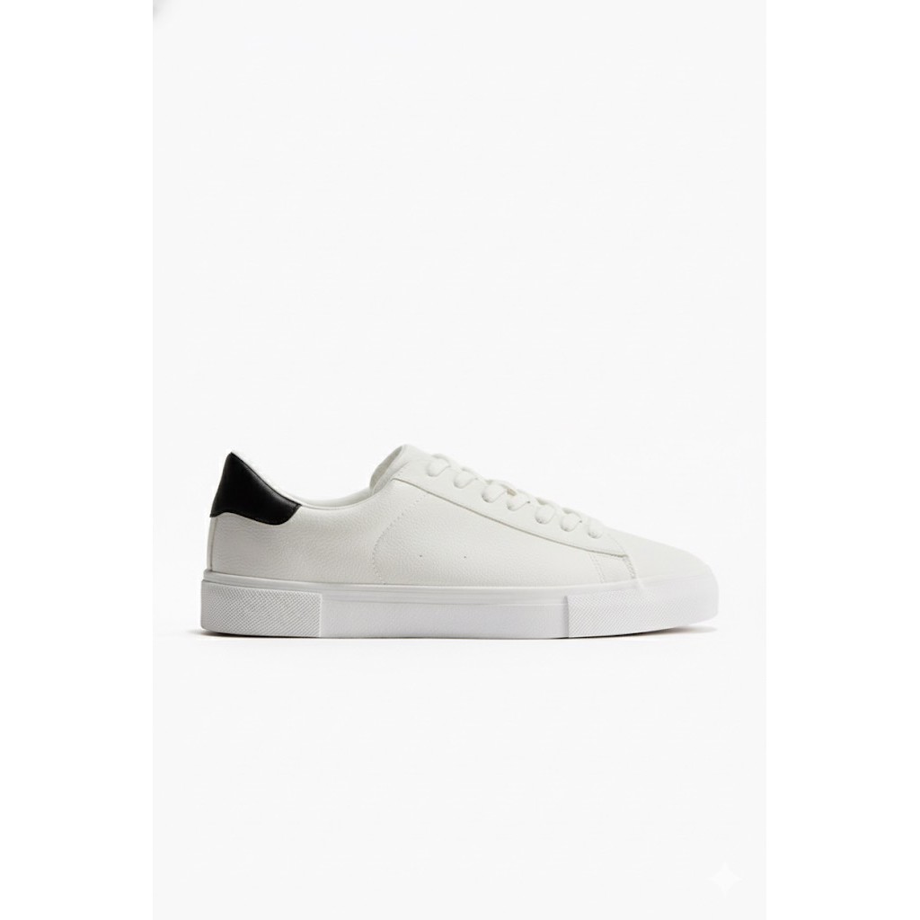 Giày thể thao thời trang H&M chính hãng đen trắng - leather white black