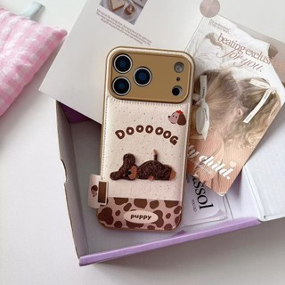Bảo Vệ Toàn Diện Ống Kính Dễ Thương Sang Trọng Chó Con Da Báo Da Mềm Ốp Lưng Điện Thoại iPhone 17Promax 17Pro 13 14 15 16 Pro Max Chống Sốc Ngọt Ngào Nữ Tính Nữ Vỏ Điện Thoại Di Động