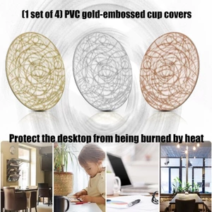 PCF * Đế lót ly uống nước PVC cao cấp Lá vàng Giọng cách nhiệt Bề mặt làm sạch dễ dàng