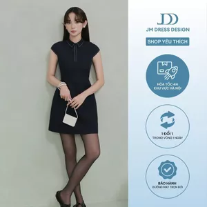 Đầm Dáng A Cổ Đức Diễu Chỉ 1S58.2507K | Đầm Mini Công Sở Preppy Chic Thanh Lịch Hiện Đại Thiết Kế JM Dress Design