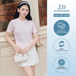 Áo Kiểu Cổ Tròn Cộc Tay Dệt Vặn Thừng 2T44.2606. Áo Len Nữ Basic Dáng Ôm Nhẹ Phong Cách Tiểu Thư Balletcore Design By JM