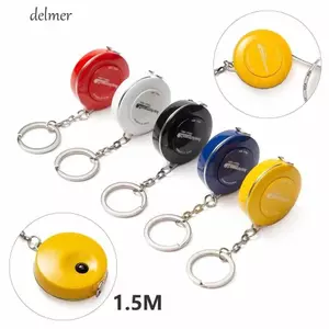 DELMER Móc Khóa Băng Measur, Mini Centmeter Inch Đo Băng, Bỏ Túi 1.5M Di Động Tinh Tế Có Thể Thu Vào Thước Cuộn Băng Dụng Cụ Đo