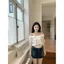 Mùa hè Trắng Cổ Tròn Phong Cách Mới Jacquard 2026 Pháp Tính Khí Áo Sơ Mi Ren Tay Ngắn Rời Áo Sơ Mi Top Nữ