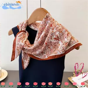 Khăn quàng cổ vuông EBINLANDS, Khăn trùm đầu nhẹ 65 * 65cm, Thời trang thoáng khí Cotton mềm mại ấm áp quấn mùa xuân thu