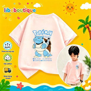 COD✅(HCM) Áo thun trẻ em cotton Blastoise pokemon rùa nước không phai màu thoáng mát mùa hè nhiều màu