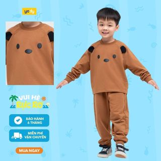 Bộ đồ dài thu đông cho bé YODY hình gấu vải mềm mại ấm áp BCHS25F010