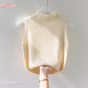 HFSHY Mùa Hè Hàn Quốc Nửa Rùa Dệt Kim Áo Vest Nữ Màu Trơn Không Tay Slim Tank Top VN