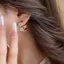 PNPIA- 1 Cặp Lãng Mạn Tinh Tế Nhỏ Giọt Men Hoa Hình Chữ C Bông Tai Dành Cho Nữ Cô Gái Nhẹ Sang Trọng Cao Cấp Bông Tai Trang Sức Quà Tặng