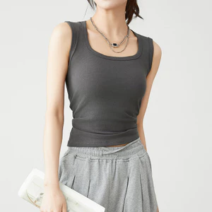 Nguyên Chất Cotton Che Bên Ngực Camisole Dây Đeo Vai Rộng Xuân Hè Thu Đáy Bên Trong Cô Gái Nóng Top Nữ Áo Vest Cotton Nguyên Chất UVLA