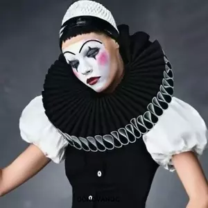 DONOVANQQ Xiếc Chú Hề Cổ Xù, Cổ Xù Cổ Điển Có Thể Tháo Rời, Sang Trọng Retro Cosplay Trang Phục Victoria Phục Hưng Cổ Giả Carnival