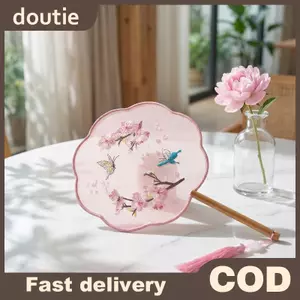 Doutie Thêu Tay Quạt Hai Mặt Truyền Thống Phong Cách Vintage Họa Tiết Hoa Cho Vũ Hán Đồ Trang Trí VN