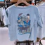 Áo thun ngắn tay Cotton cao cấp 100% phong cách Hàn Quốc dáng rộng Pa đơn giản -- Áo thun cổ tròn in họa tiết động vật cá heo Ta Áo kiểu thoải mái