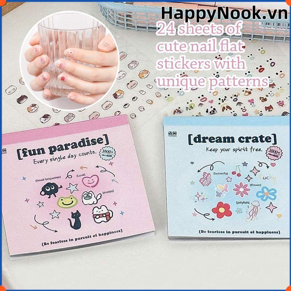 HAPPYNOOK 24 Cái / bộ Miếng Dán Cốc, Miếng Dán Móng Tay Tự Dính Không-Repeat, Thời Trang Đa Năng Mềm Decal Dán Móng Tay Nghệ Thuật Để Trang Trí Móng Tay Nghệ Thuật