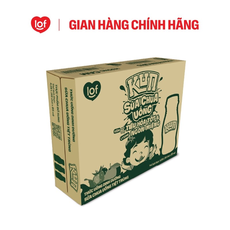 Sữa chua uống KUN vị kem dâu thùng 48 chai x 85ml