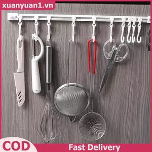 XUAN Nhựa Tra Row Móc Chống Đấm Treo Tường Hàng Dài Móc Có Móc Có Thể Tháo Rời Móc Tủ Tự Dính VN