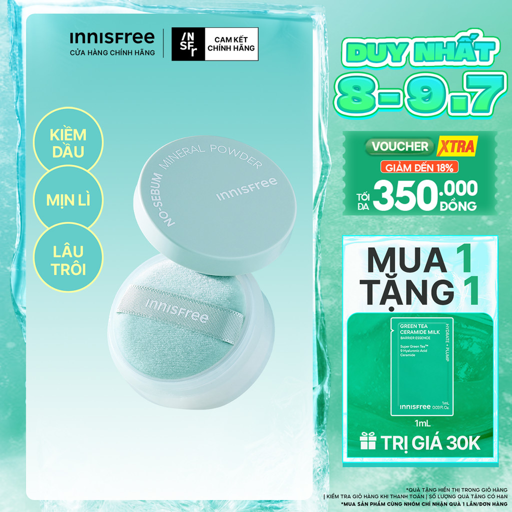 Phấn phủ bột kiềm dầu, mịn lì lâu trôi INNISFREE No Sebum Mineral Powder 5g