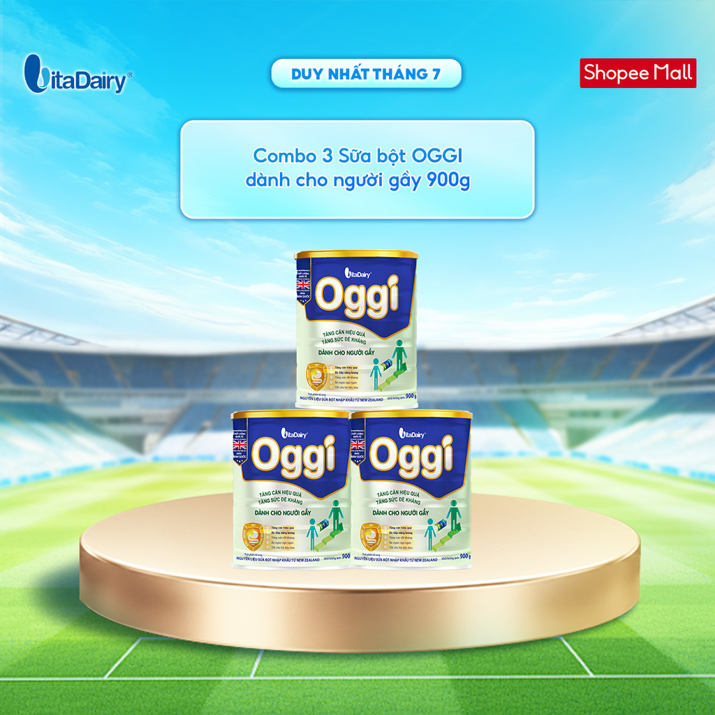 [COMBO 3 LON] Sữa bột Oggi dành cho người gầy - Bổ sung năng lượng, hỗ trợ tăng cân khoẻ - Lon 900g