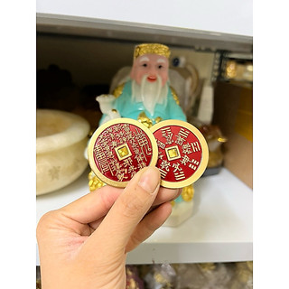 Đồng Xu Trân trach Chi Bảo Nhỏ 4cm bằng đồng vật phẩm phong thuỷ