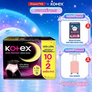 Combo 2/Băng Vệ Sinh Dạng Quần Kotex Ban Đêm Cỡ L/XL (10+2) Miếng/Gói
