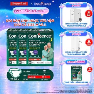 Combo 3 Tã dán ngưới lớn Confidence Thấm Hút Vượt Trội & Khô Thoáng M-L 8M/L-XL 7M