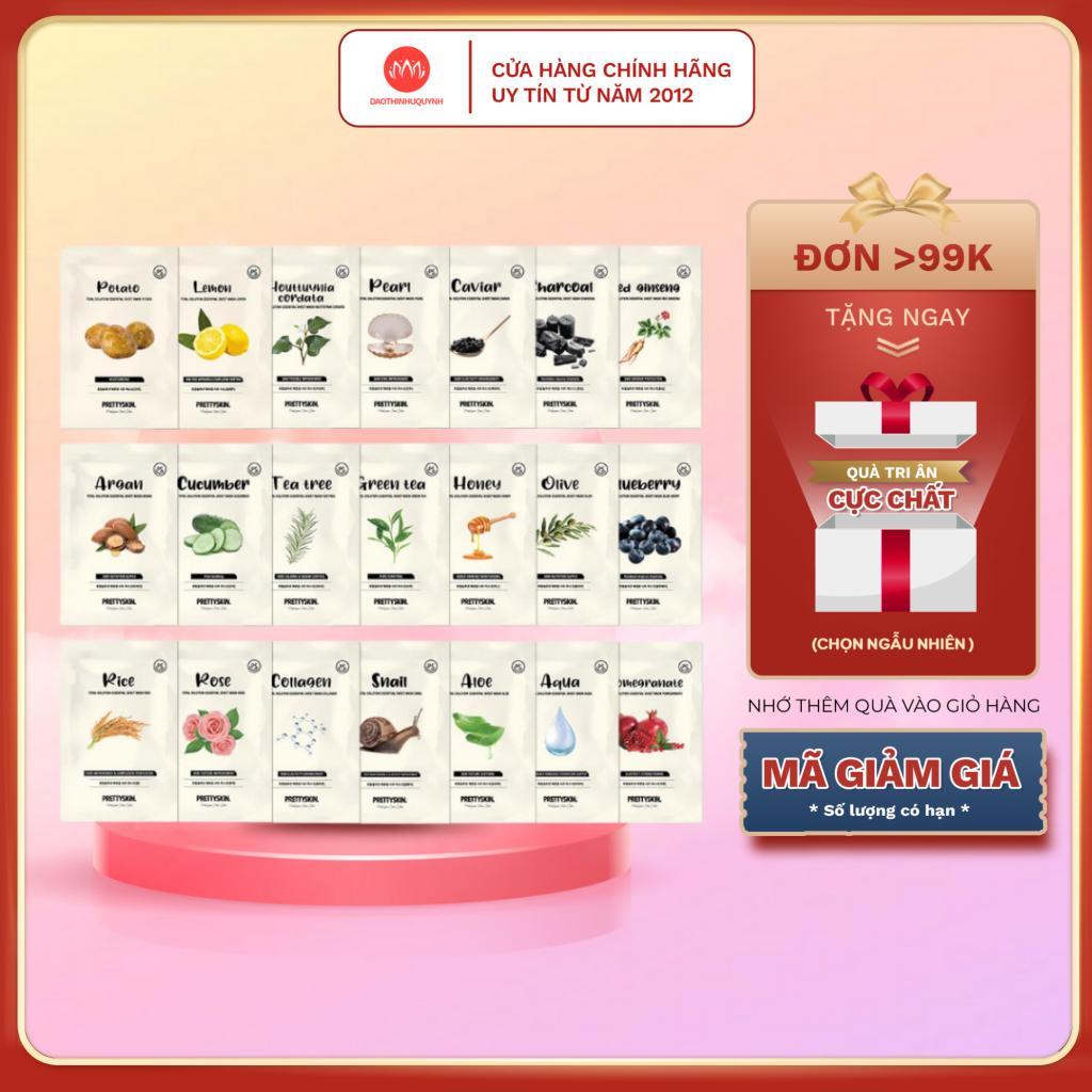 Mặt nạ giấy chính hãng dưỡng da Pretty Skin Mask miếng lẻ cấp ẩm Total Solution Essential Sheet 23g