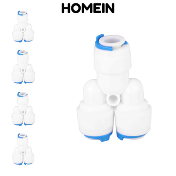 HOMEIN 5 CÁI Đầu nối máy lọc nước, Đầu nối ống PE hình ống POM Y Tee, Phụ kiện ống trắng đẩy sợi bền G1 / 4 Hệ thống lọc nước