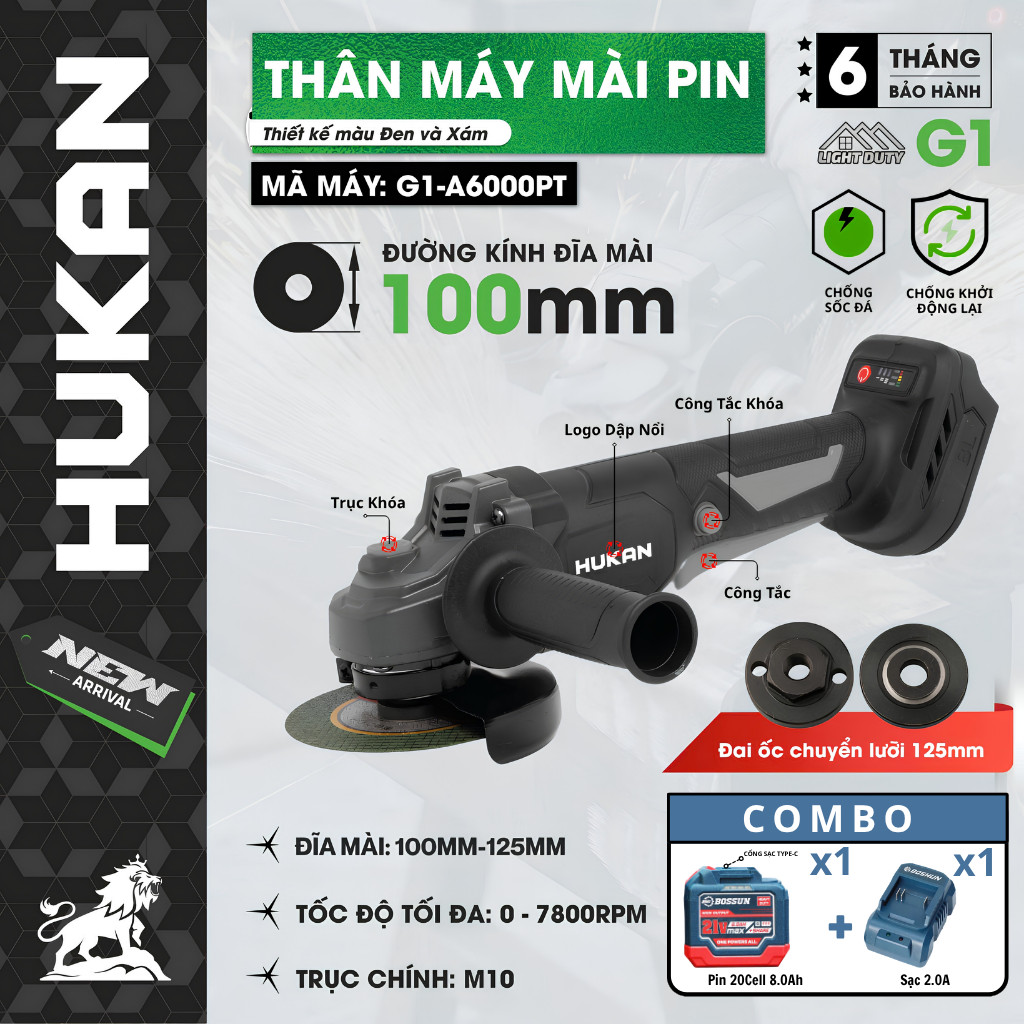 Đầu máy mài hợp kim nhôm tản nhiệt nhanh và khóa trục M10 thông dụng