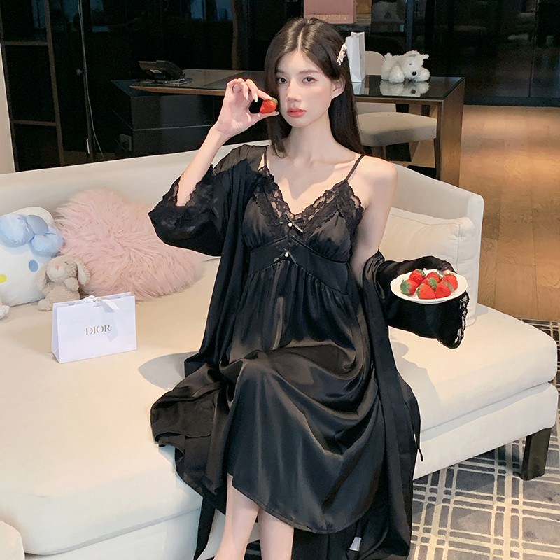 TEEFENG Váy Ngủ Nữ Lụa Ren Phong Cách Gợi Cảm Hai Dây Miếng Lót Ngực Mùa Hè Mặc Nhà