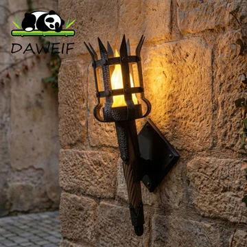 DAWEIF Đèn pin giả treo tường, Đèn Led chiếu sáng cổ điển Đèn pin thời trung cổ, Đèn pin trang trí phong cách lâu đài Đèn pin kép in 3D Halloween Đèn pin phòng học