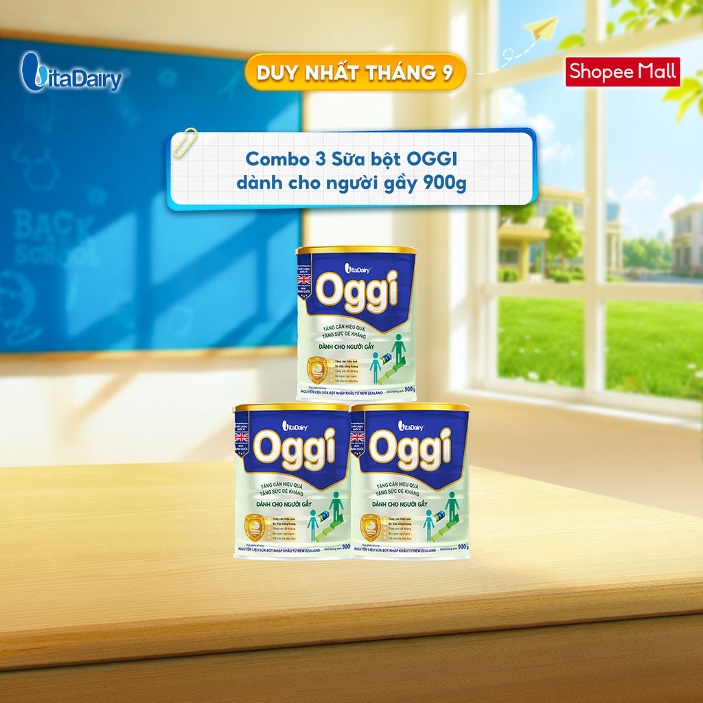 [COMBO 3 LON] Sữa bột Oggi dành cho người gầy - Bổ sung năng lượng, hỗ trợ tăng cân khoẻ - Lon 900g