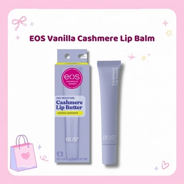 Son dưỡng môi Eos Cashmere Lip Butter - Vanilla Cashmere, chứa peptide làm đầy môi, làm mịn da 10ml ( Mỹ)