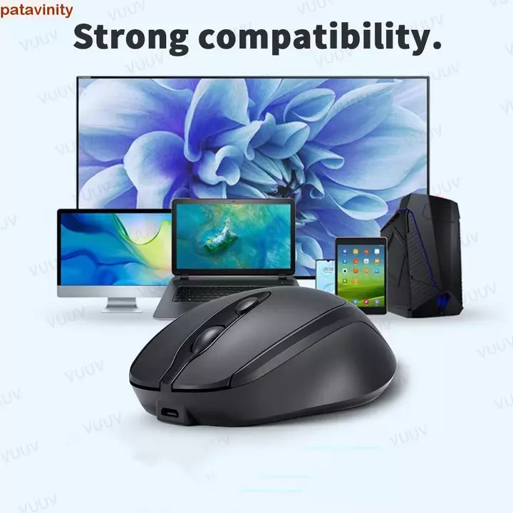 Chuột không dây PATAVINITY Ergonomics, Chuột không dây Macaron có thể sạc lại 2.4Ghz + BT5.0, Chuột chơi game không ồn ào Tiện lợi Chuột không dây Mor