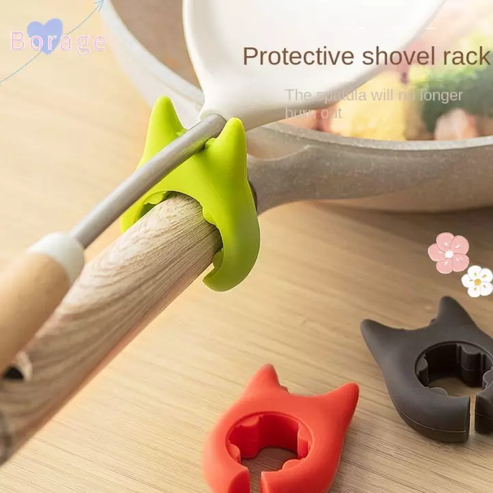 BORRAONE Pan Side Scoop Kẹp, Dụng cụ nấu ăn Muỗng chống bỏng Giá đỡ thìa, Tiện ích gia đình chịu nhiệt tiện lợi Giá đỡ xẻng cạnh nồi Dụng cụ gia dụng nhà bếp