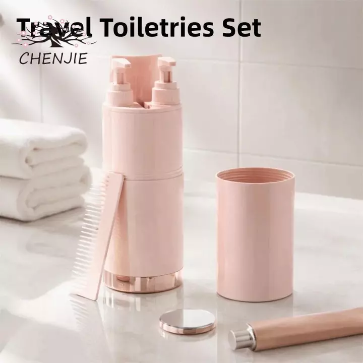 Bộ đồ vệ sinh du lịch 4 / 5 chiếc CENJIE, Bộ chai du lịch rỗng di động có thể đổ lại, dễ dàng làm sạch chai đựng đồ có thể tái sử dụng chống rò rỉ Bộ cốc đựng bàn chải đánh răng Bộ cốc đựng đồ gia dụn