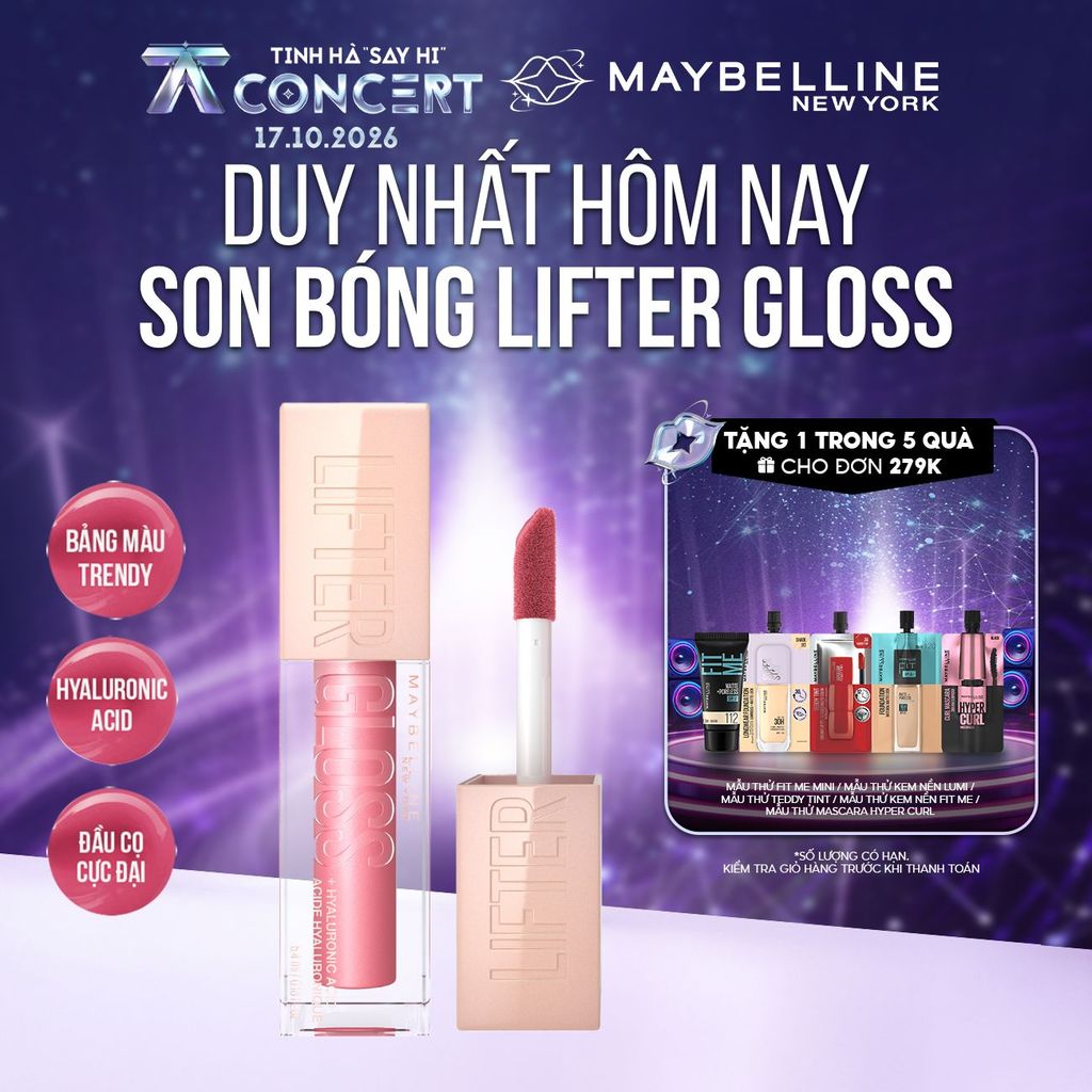 Son Bóng Lifter Gloss cho Đôi Môi Đầy Căng Mọng Kẹo cùng Hyaluronic Acid Maybelline New York 5.4ML