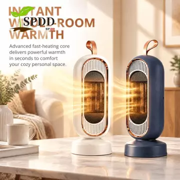 Máy sưởi đứng để bàn SPDD, Điều chỉnh gió 3 tốc độ Máy sưởi để bàn làm nóng nhanh PTC, Máy sưởi đa an toàn nhỏ gọn dọc Công suất tối đa 2000W với máy tạo độ ẩm