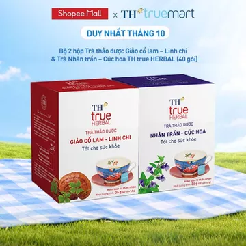 Bộ 2 hộp trà thảo dược TH true HERBAL Giảo cổ lam – Linh chi & Trà Nhân trần – Cúc hoa (40 gói)